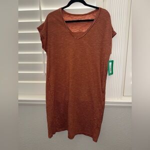 NWT PACT Women’s Gingerbread Pinstripe Market Tee Dress Size Large
